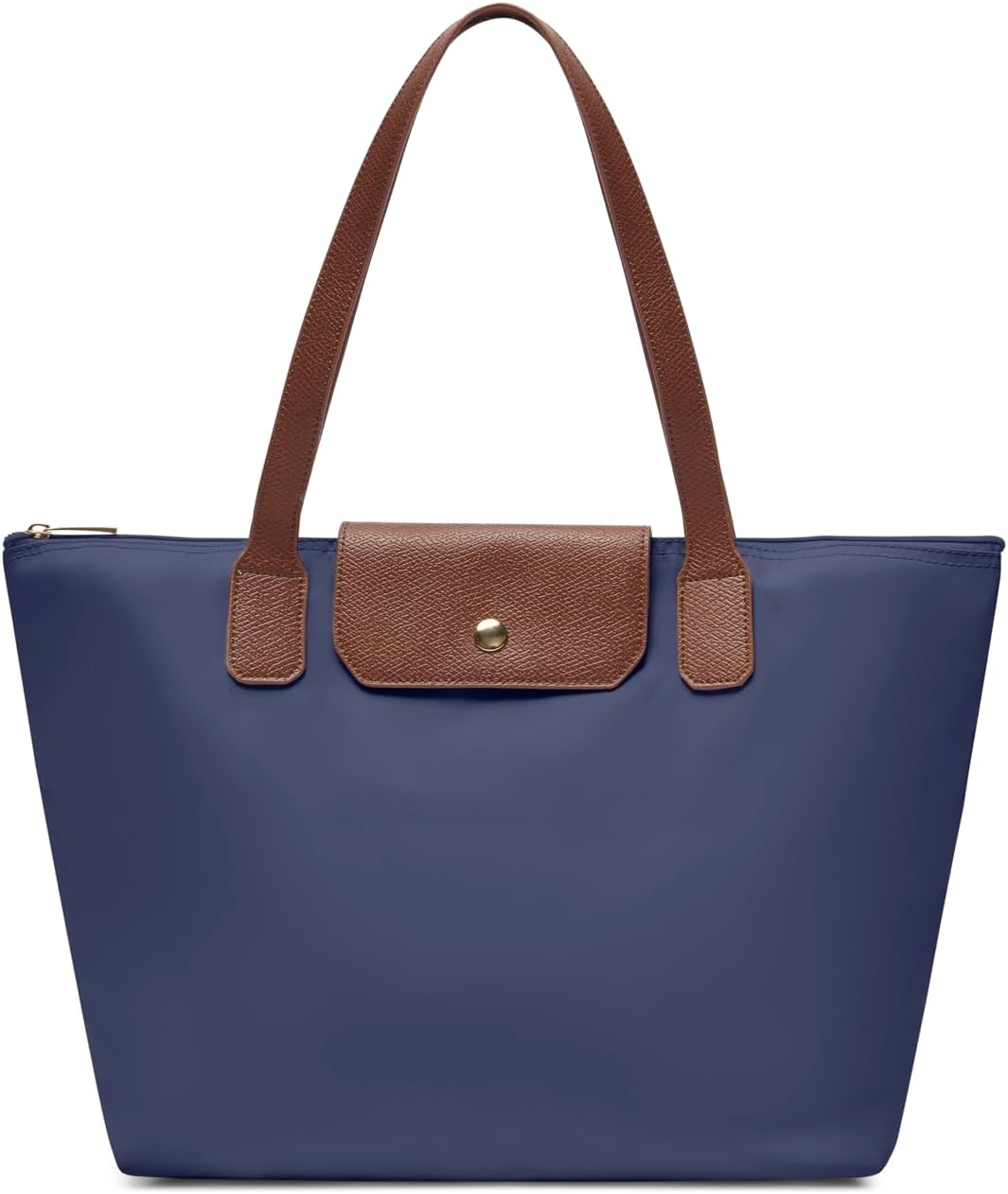 Tote Bag for Women - Nylon Tote Bags - Large Shoulder Tote Bag with Zipper & Foldable - Handbag for Everyday Work Weekend - Navy