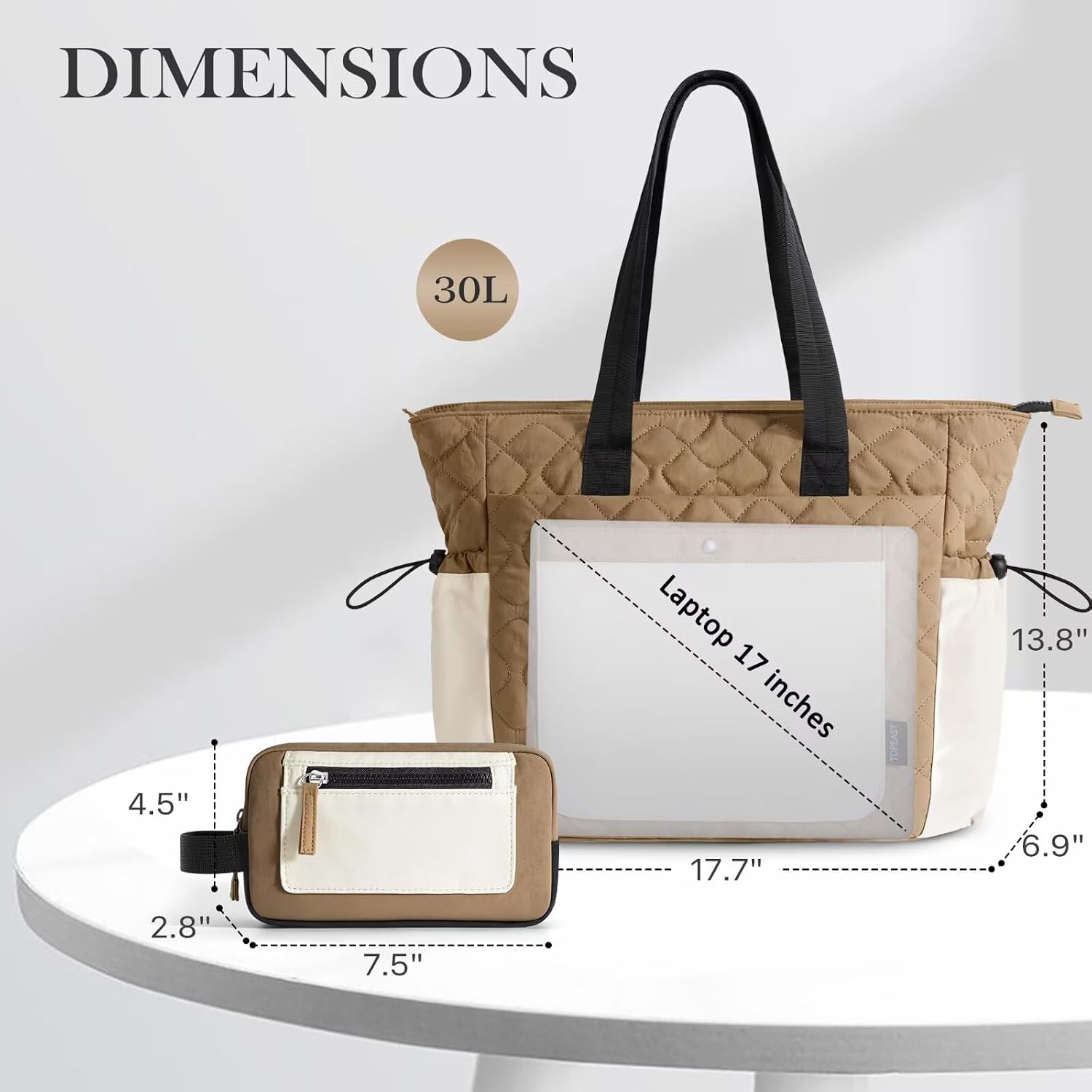 TOPEAST Tote Bag for Women, Lightweight Puffer Tote Bag with Zipper, Work Bags for Nurse Teacher, Travel Puffy Handbag
