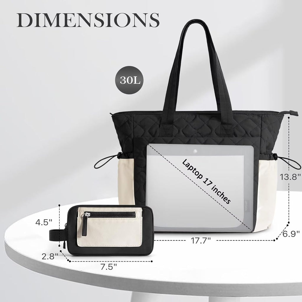 TOPEAST Tote Bag for Women, Lightweight Puffer Tote Bag with Zipper, Work Bags for Nurse Teacher, Travel Puffy Handbag