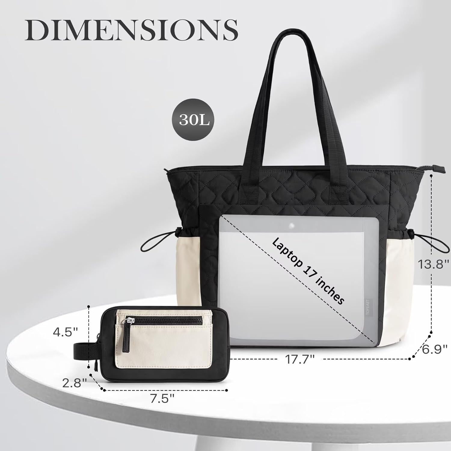 TOPEAST Tote Bag for Women, Lightweight Puffer Tote Bag with Zipper, Work Bags for Nurse Teacher, Travel Puffy Handbag