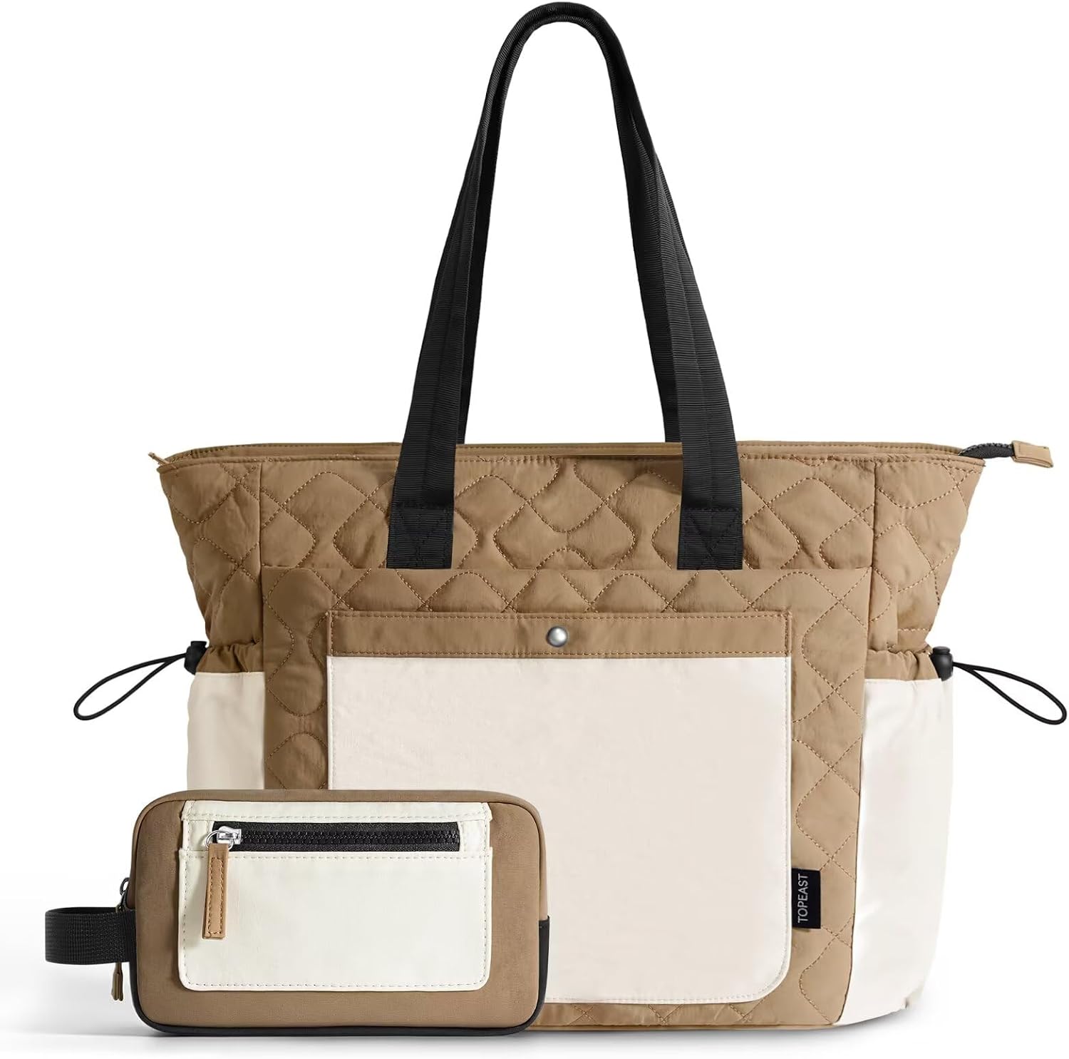 TOPEAST Tote Bag for Women, Lightweight Puffer Tote Bag with Zipper, Work Bags for Nurse Teacher, Travel Puffy Handbag