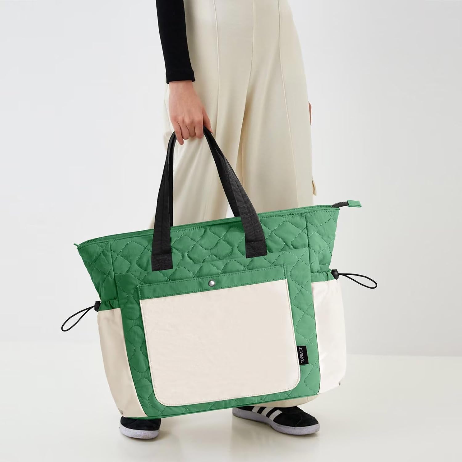 TOPEAST Tote Bag for Women, Lightweight Puffer Tote Bag with Zipper, Work Bags for Nurse Teacher, Travel Puffy Handbag