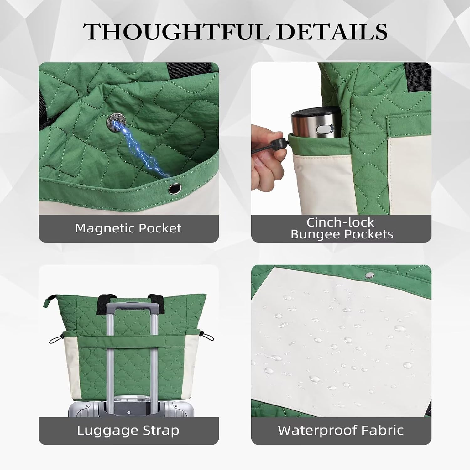 TOPEAST Tote Bag for Women, Lightweight Puffer Tote Bag with Zipper, Work Bags for Nurse Teacher, Travel Puffy Handbag