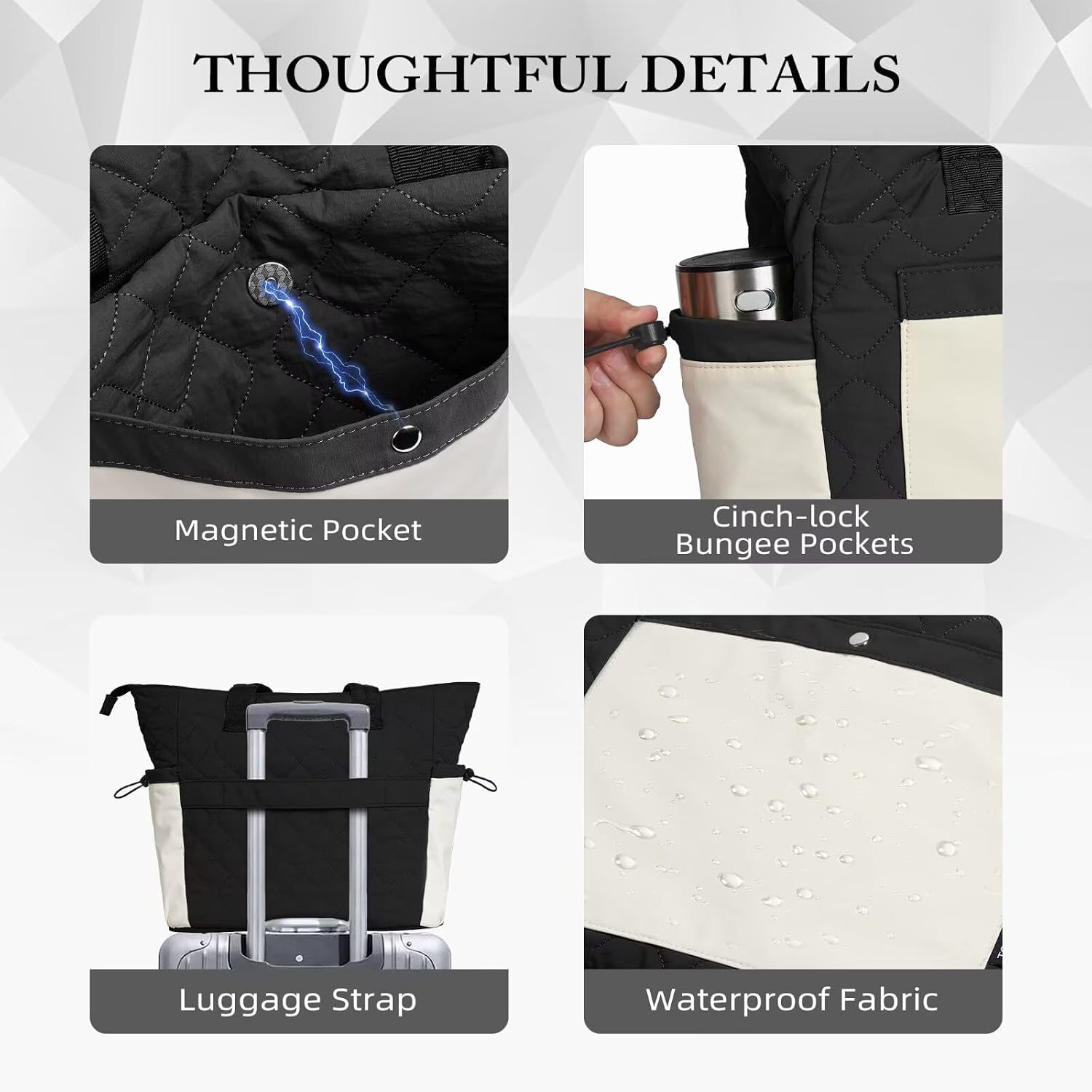 TOPEAST Tote Bag for Women, Lightweight Puffer Tote Bag with Zipper, Work Bags for Nurse Teacher, Travel Puffy Handbag