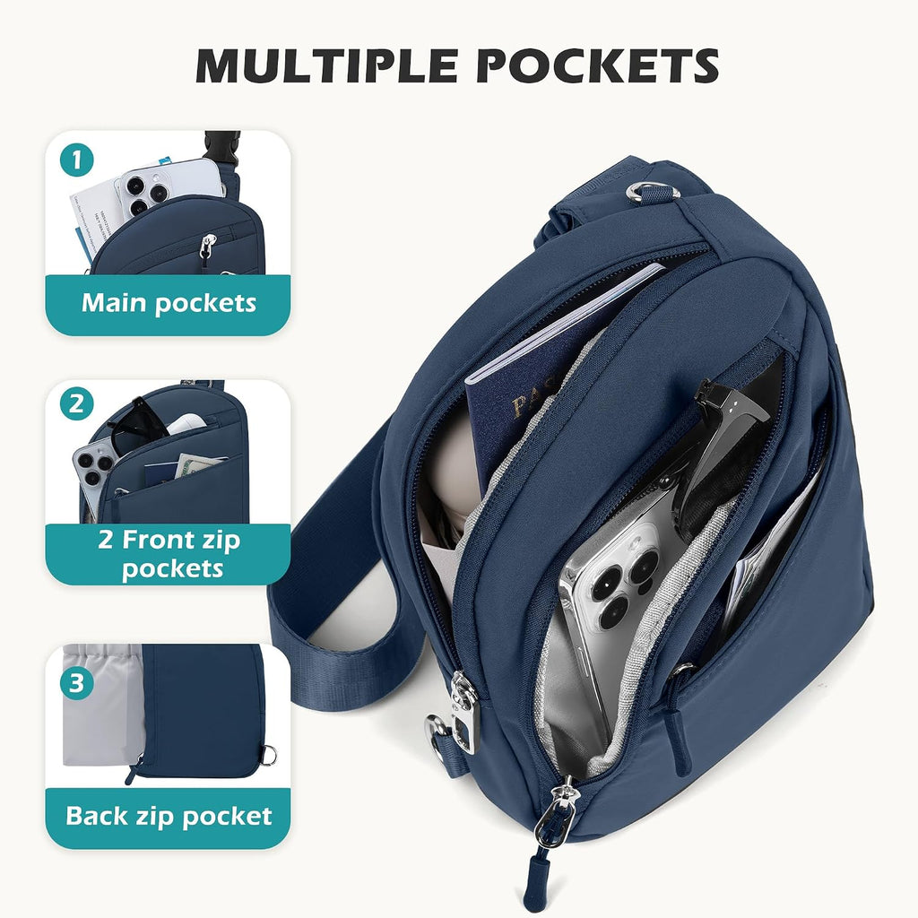 TOPEAST Anti Theft Crossbody Bags for Women Men, Small Sling Crossbody Bag Travel Purse Shoulder Wallet with RFID Blocking