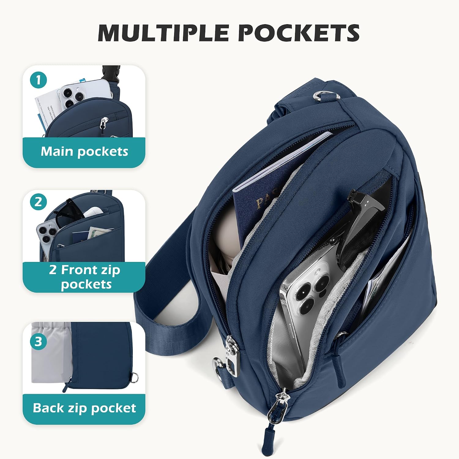 TOPEAST Anti Theft Crossbody Bags for Women Men, Small Sling Crossbody Bag Travel Purse Shoulder Wallet with RFID Blocking