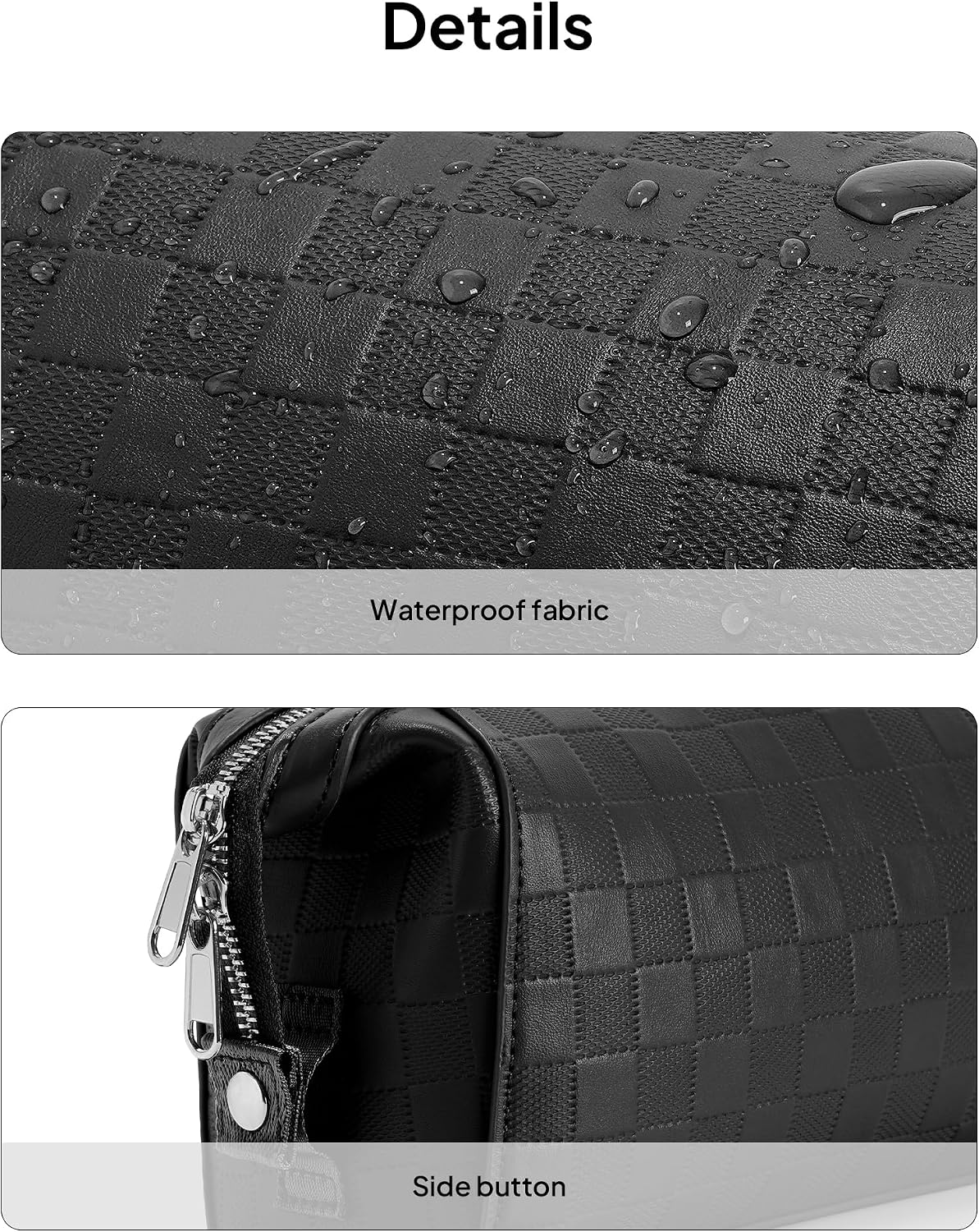 TOPEAST Travel Makeup Bag Cosmetic Bags for Women, 3 Pcs Set Make Up Toiletry Bag with Removable Zip Pouch, Waterproof Leather Makeup Brush Organizer for Travel Essentials, Black
