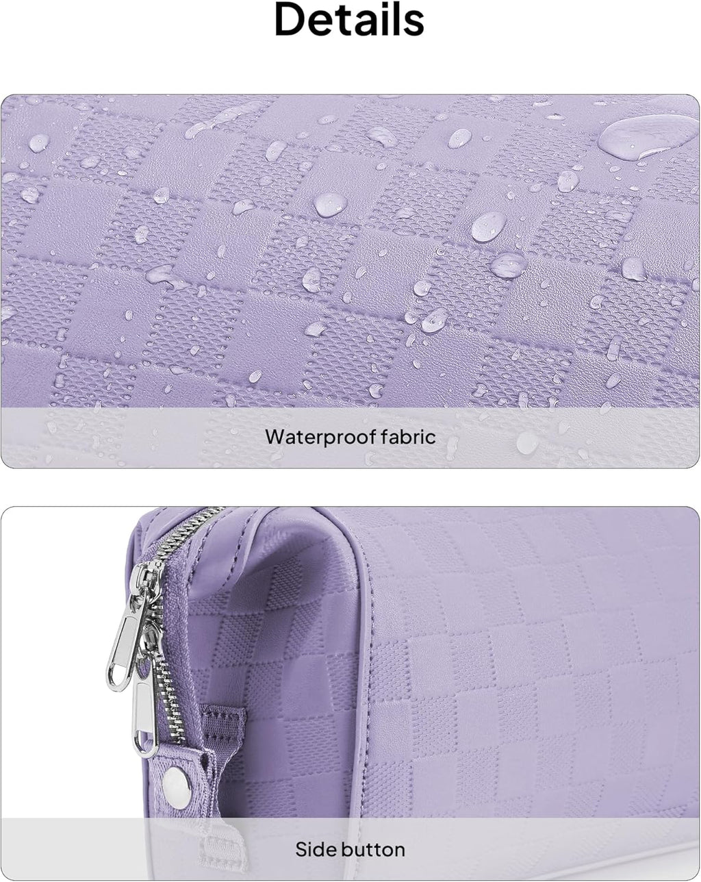 TOPEAST Travel Makeup Bag Cosmetic Bags for Women, 3 Pcs Set Make Up Toiletry Bag with Removable Zip Pouch, Waterproof Leather Makeup Brush Organizer for Travel Essentials, Purple